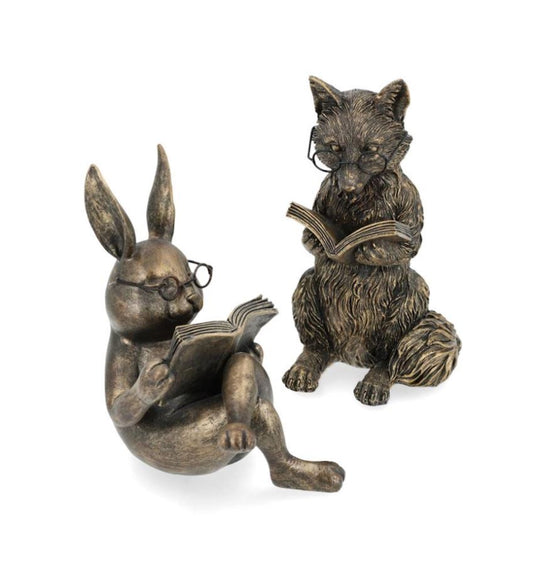 Dekoration Læsende Ræv & Kanin Mix 17/14 cm