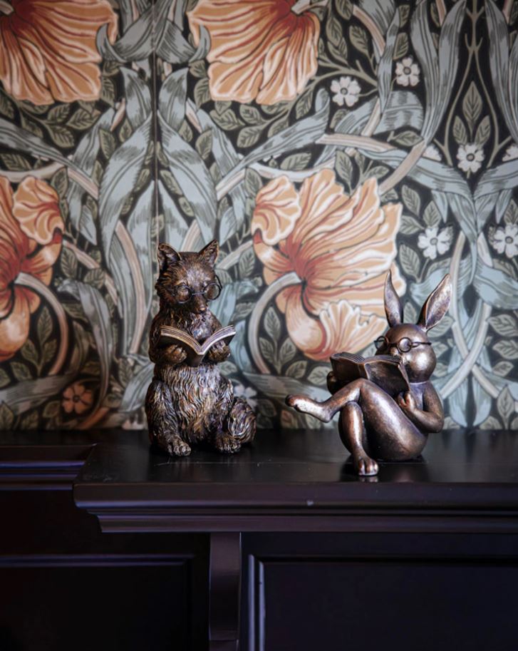 Dekoration Læsende Ræv & Kanin Mix 17/14 cm