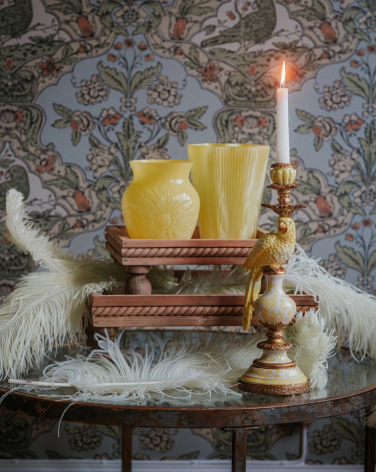 Lysestage Papegøje Gul 40 cm På lager uge 07