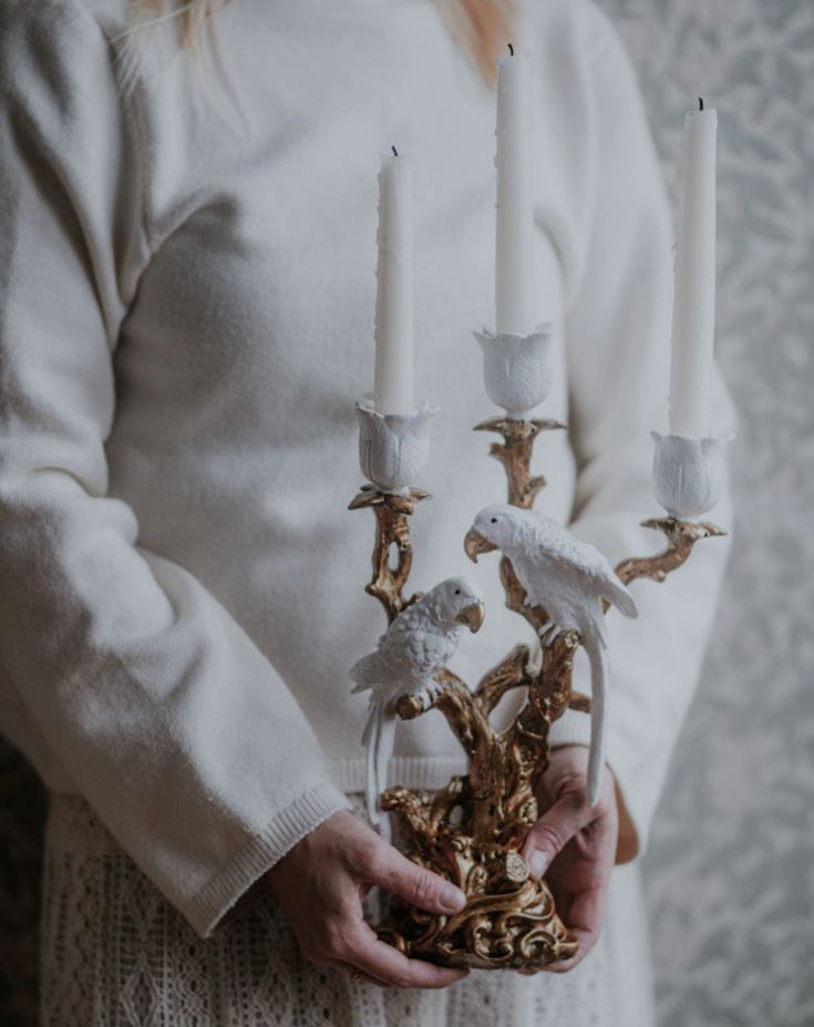 Kandelaber Fugle på Gren 38 cm