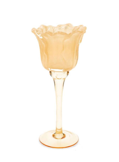 Lyslygte på fod Blomst Abrikos 23 cm