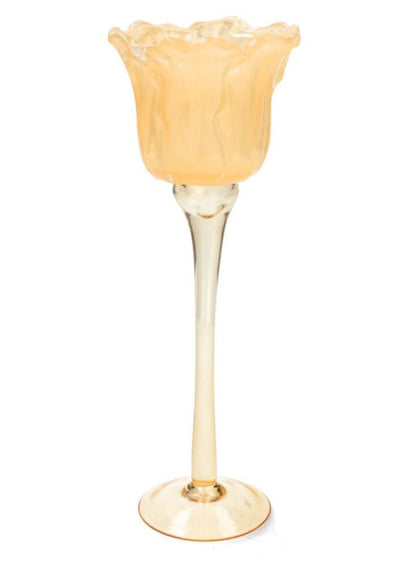 Lyslygte på fod Blomst Abrikos 27 cm