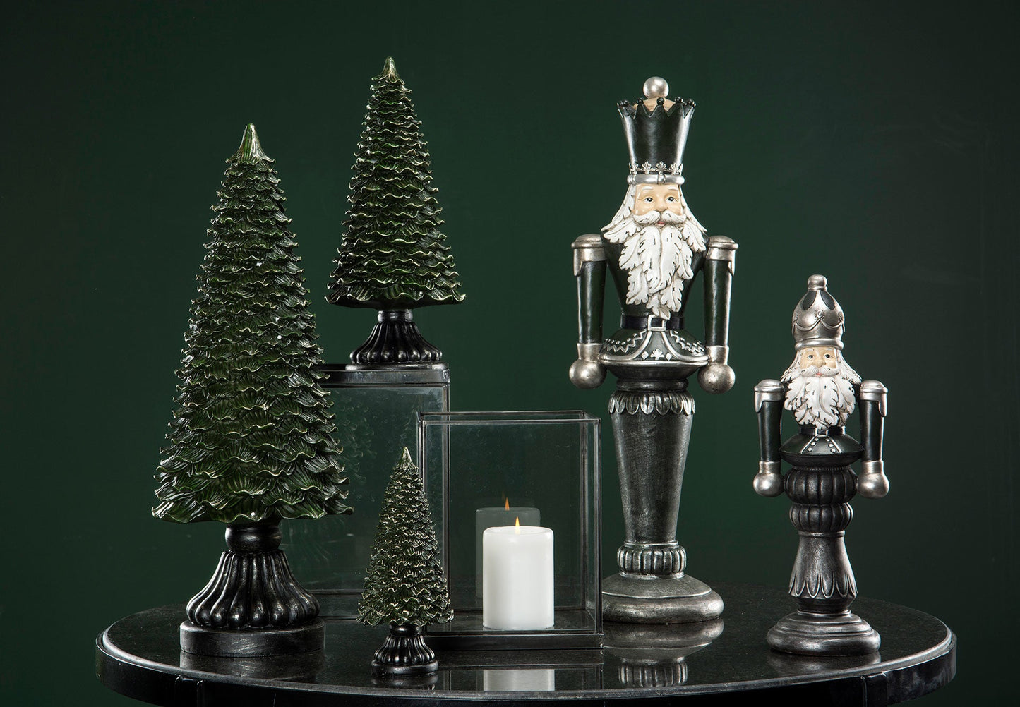 Juledekoration Nøddeknækker Grøn Mix Poly 40cm 2-pak