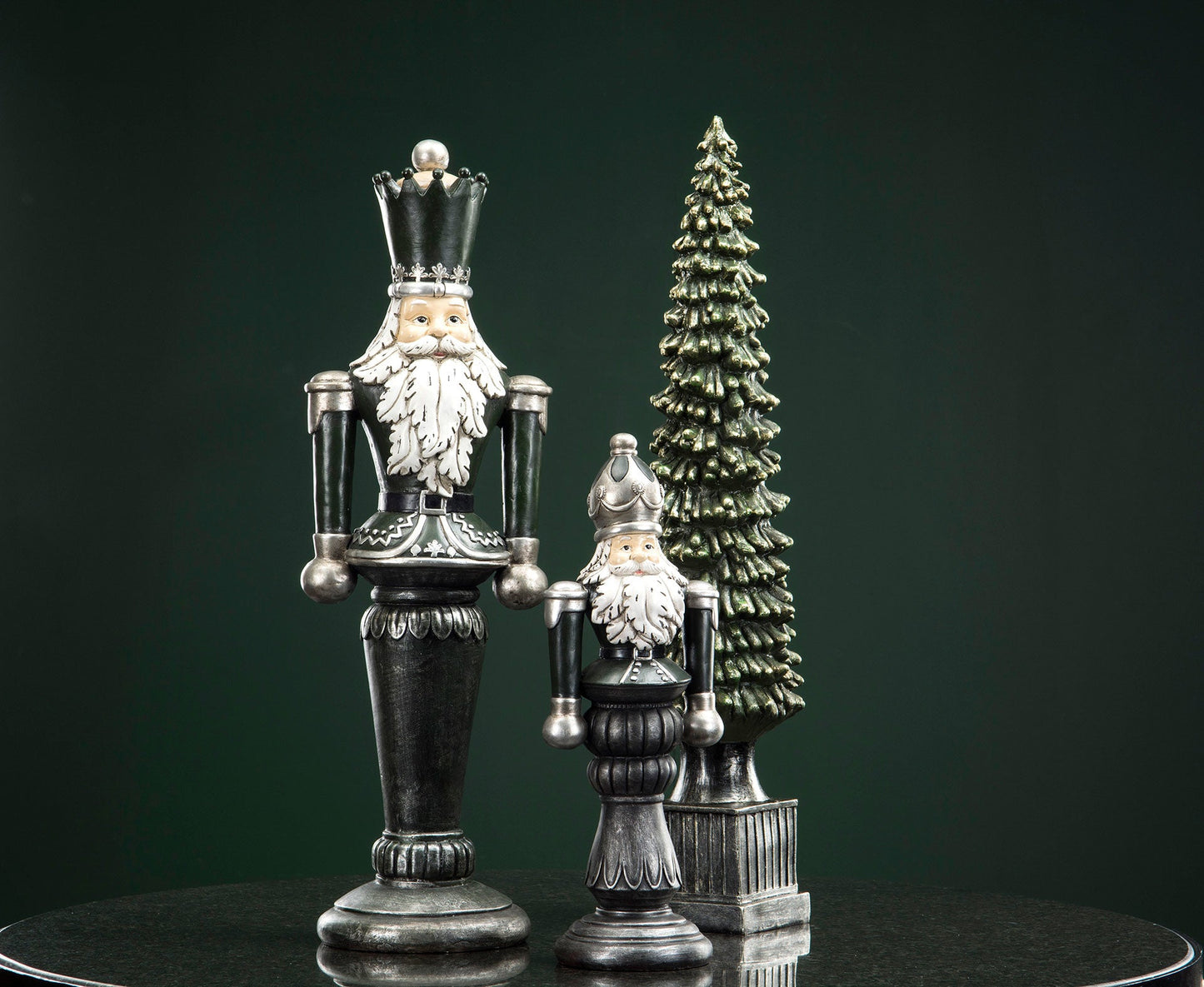 Juledekoration Nøddeknækker Grøn Mix Poly 40cm 2-pak