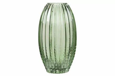 Dekorativ Vase Glas Cane Grøn Ø16x8x28cm