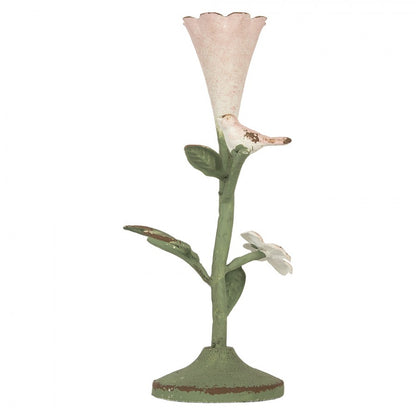 Lysestage 12x12x26 cm Grøn Metal