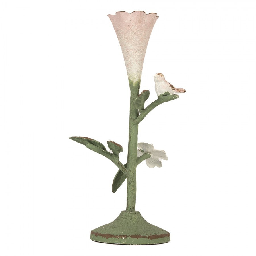 Lysestage 12x12x26 cm Grøn Metal