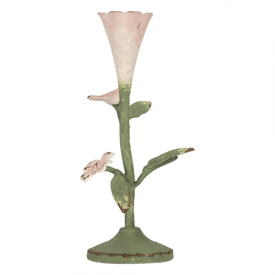 Lysestage 12x12x26 cm Grøn Metal