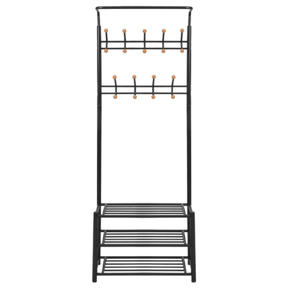 Garderobestativ knagerække med skoopbevaring 68 x 32 x 182,5 cm sort