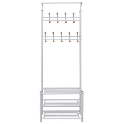 Garderobestativ knagerække med skoopbevaring 68x32x182,5 cm hvid