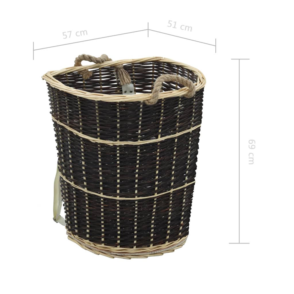 Brændekurve bærerygsæk til brænde med håndtag 57 x 51 x 69 cm naturpil
