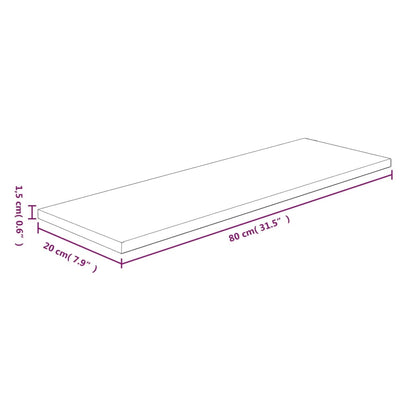 Hyldeplade hyldeplade 80x20x1,5 cm ubehandlet massivt egetræ