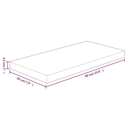 Hyldeplade hyldeplade 60x20x2,5 cm ubehandlet massivt egetræ