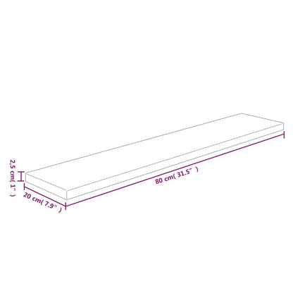 Hyldeplade hyldeplade 80x20x2,5 cm ubehandlet massivt egetræ