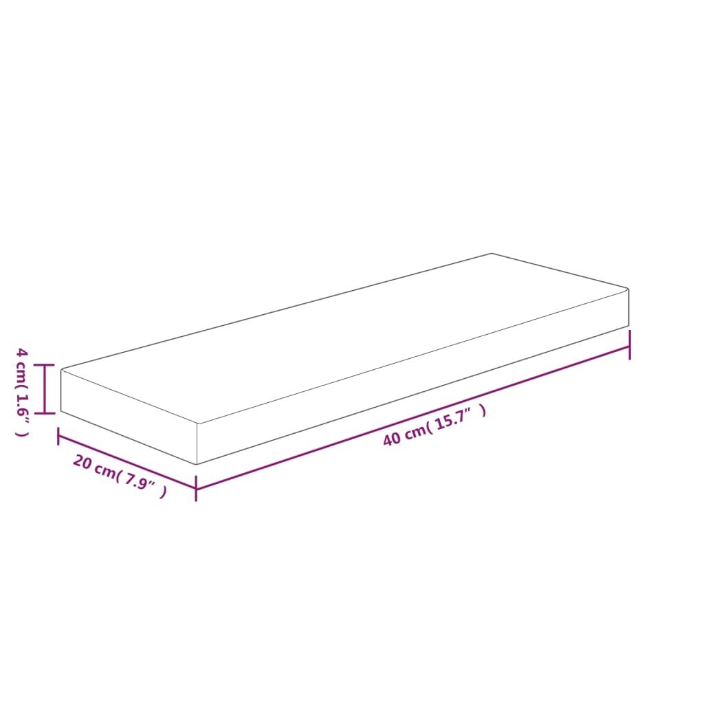 Hyldeplade hyldeplade 40x20x4 cm ubehandlet massivt egetræ