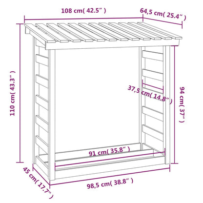 brændestativ 108x64,5x110 cm massivt fyrretræ