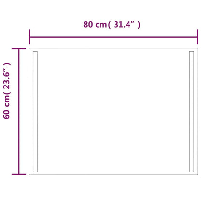 Badeværelse spejl med LED-lys 60x80 cm