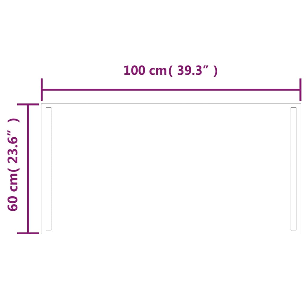 Badeværelse spejl med LED-lys 60x100 cm