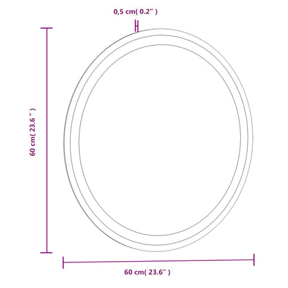 Badeværelse spejl med LED-lys 60 cm rundt