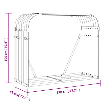 Brændestativ 120x45x100 cm galvaniseret stål antracitgrå