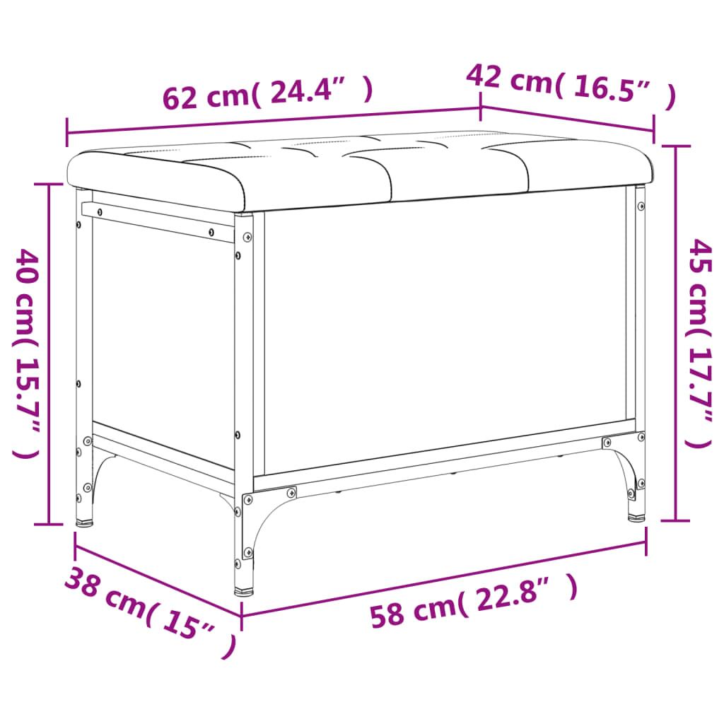 Opbevaringsbænk 62x42x45 cm konstrueret træ sort