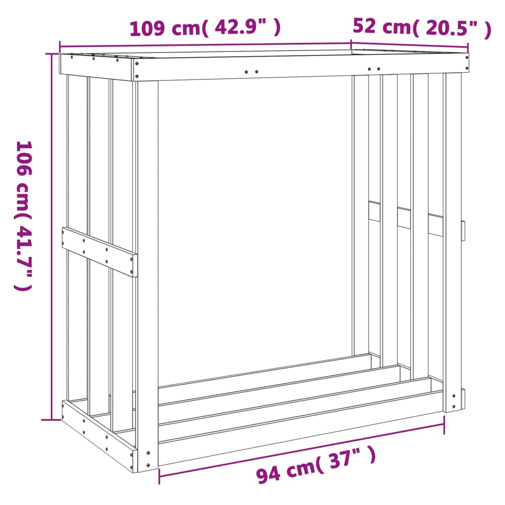 Brændestativ udendørs 109x52x106 cm massivt fyrretræ gyldenbrun