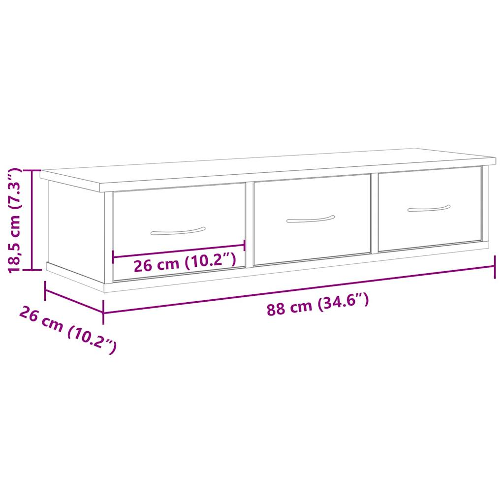 vægskab 88x26x18,5 cm konstrueret træ antikt træ