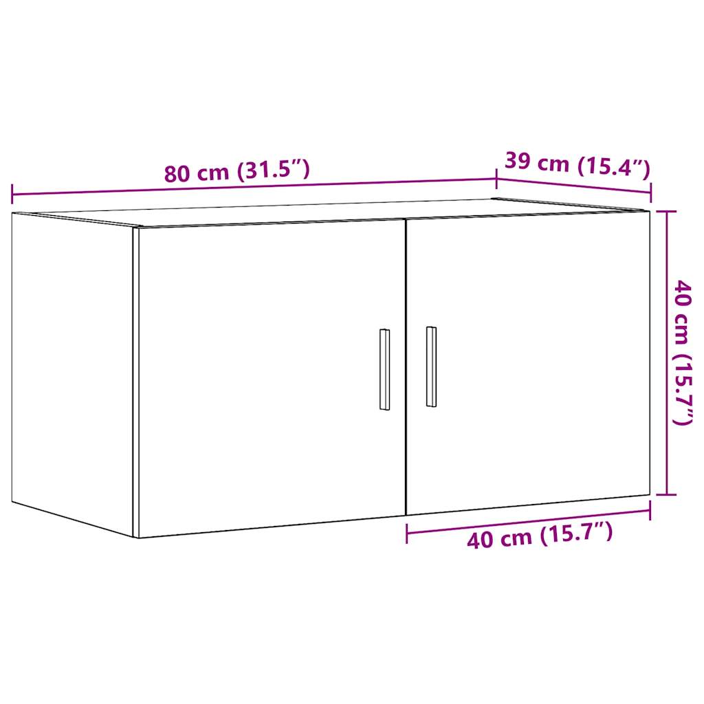 vægskab 80x39x40 cm konstrueret træ antikt træ