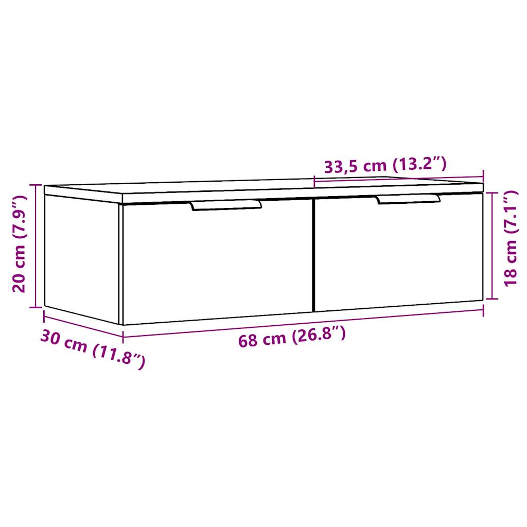 vægskab 68x30x20 cm konstrueret træ kunsteg