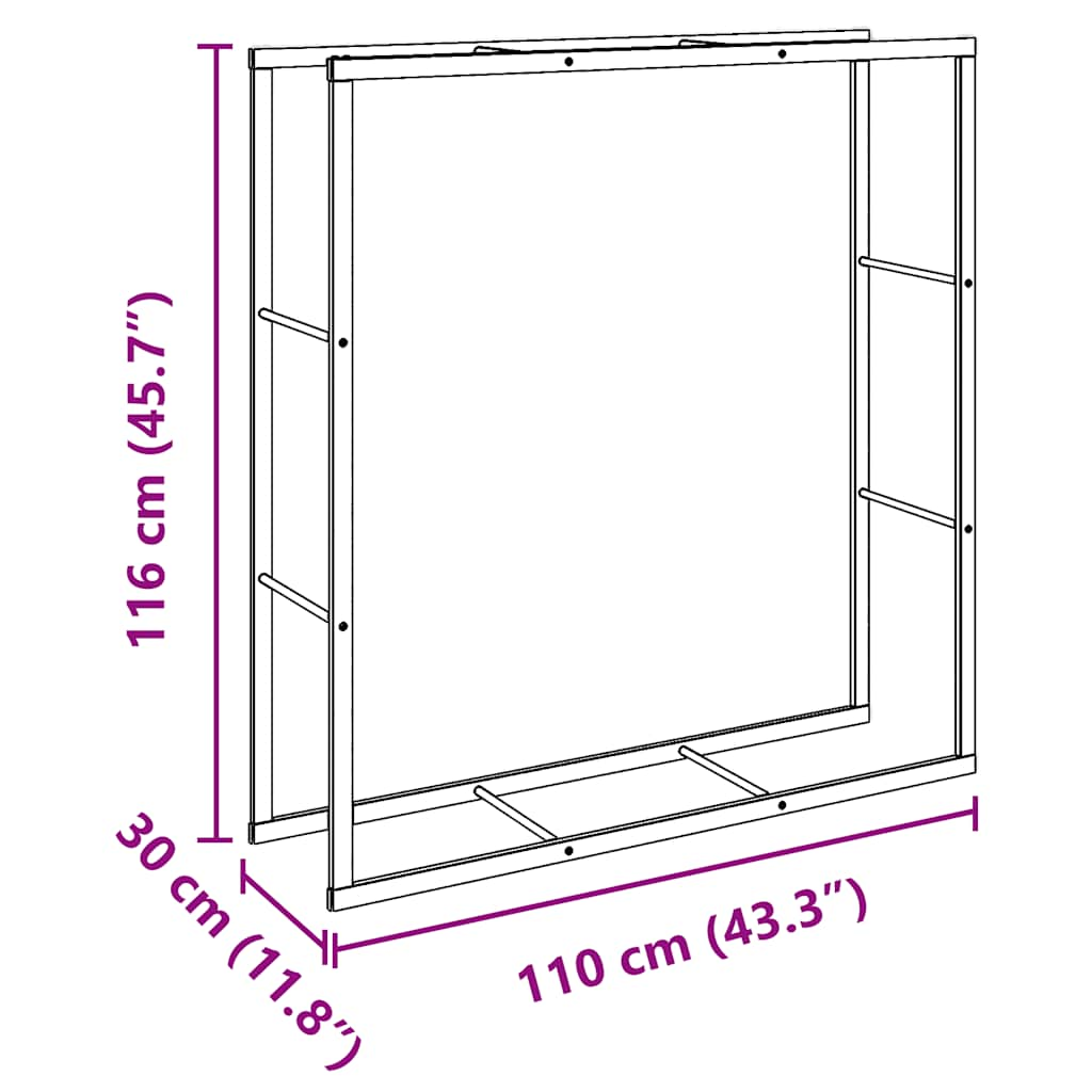 brændestativ 110x30x116 cm stål sort