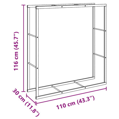 brændestativ 110x30x116 cm stål sort