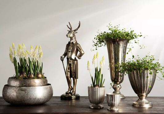 Dekoration Statue Hjorte Mørk Guld Poly 16x14x54cm