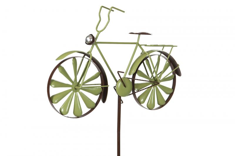 Havedekoration Havestick Vindspinner Cykel Metal Grøn 50x35 130cm