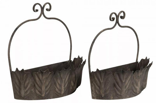 Skjuler Urtepotte Blomsterkrukke Vægampel Blade Metal 42x21x42cm 2-pack