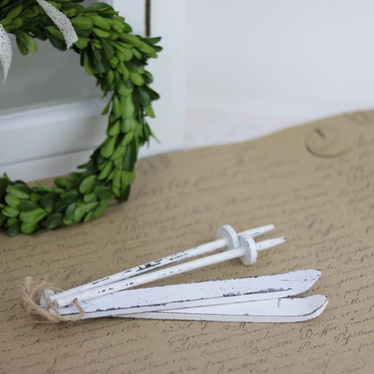 Indendørs juledekoration Skisæt med naturbånd 20 cm