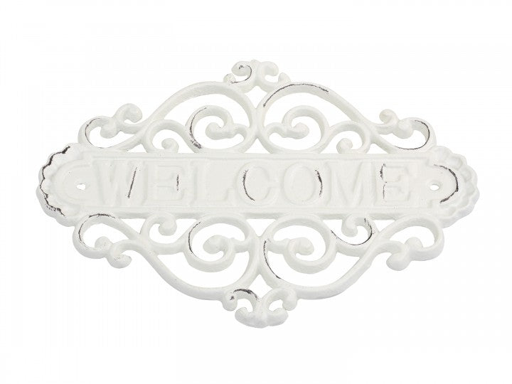 Dekoration Skilt "Welcome" H20/L28/B5 cm antique creme