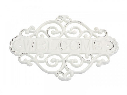 Dekoration Skilt "Welcome" H20/L28/B5 cm antique creme