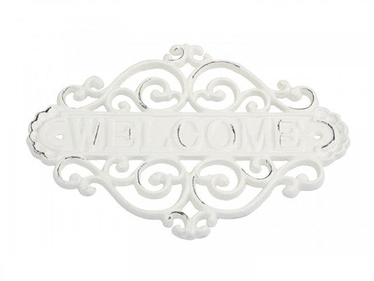 Dekoration Skilt "Welcome" H20/L28/B5 cm antique creme