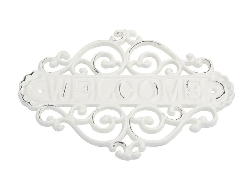 Dekoration Skilt "Welcome" H20/L28/B5 cm antique creme