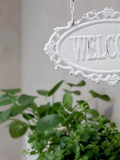 Dekoration Skilt "Welcome" H38/L30,5/B4 cm antique creme