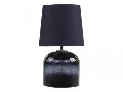 Bordlampe i smoked glas m. slibninger H54/Ø25,5 kul m. skærm