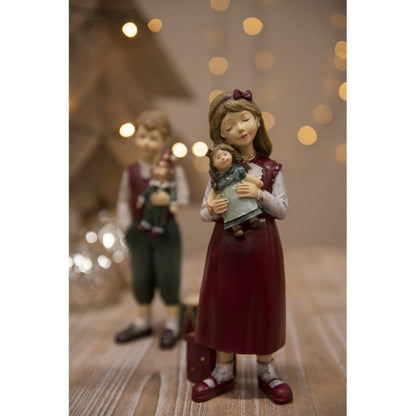 Juldekoration Inomhus Statyett Barn 8x7x21 Cm Röd Polyresin