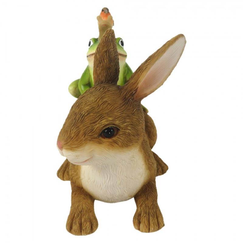 Påskdekoration Kanin djur 13x7x11 Cm Brun Grön Polyresin