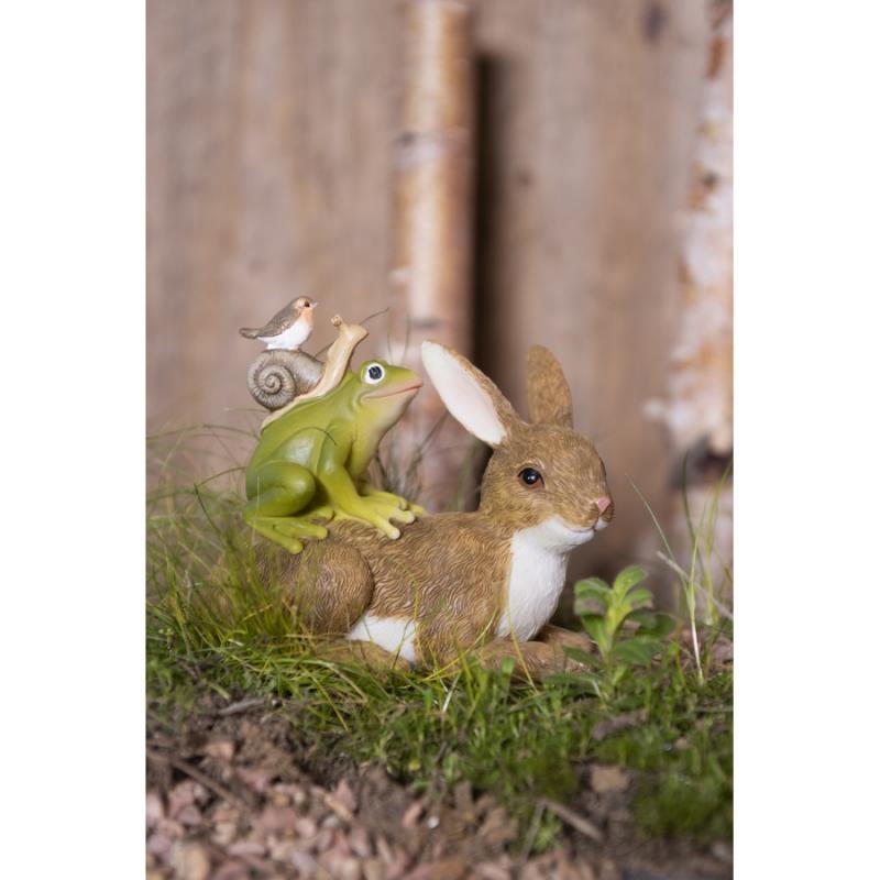 Påskdekoration Kanin djur 13x7x11 Cm Brun Grön Polyresin