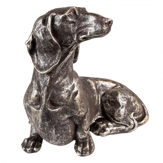 Dekoration Djur Hund 23 Cm Silverfärgad polyresin