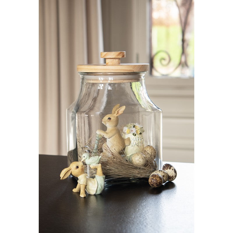 Påskdekoration Kanin Påsk 7 Cm Brun Grön Polyresin