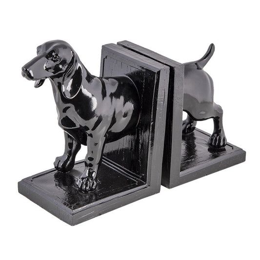 Dekoration Bokstöd 2-pack hund 25x9x15 Cm svarta Polyresin