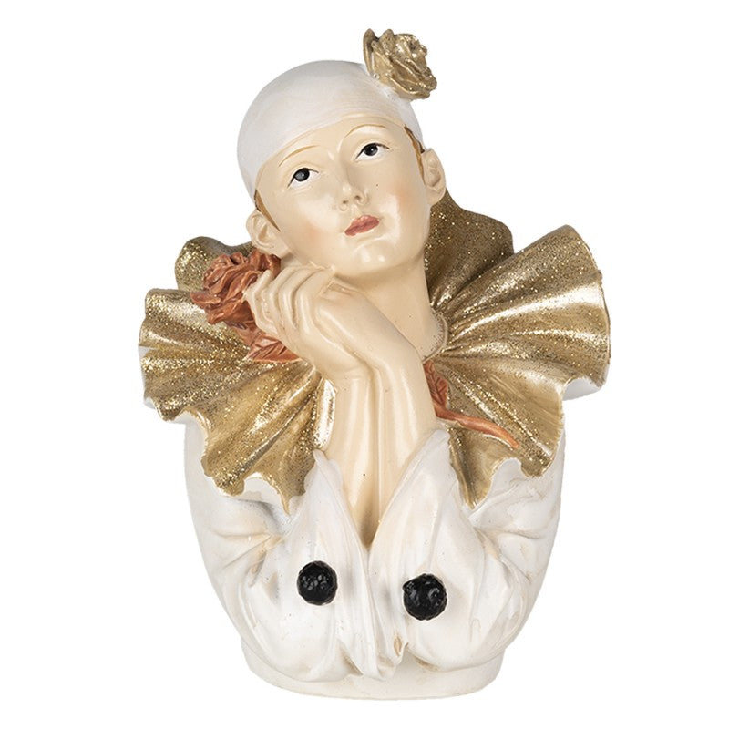 Dekoration Staty Clown 11x11x15 cm Vit, Guld