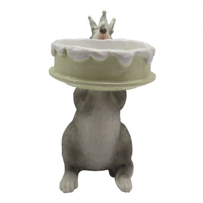 Ljusstake Värmeljushållare Mus 12 Cm Grå Polyresin