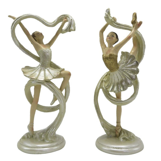 Dekoration Ballerina 2-pack 18 Cm Beige Guldfärgad Polyresin